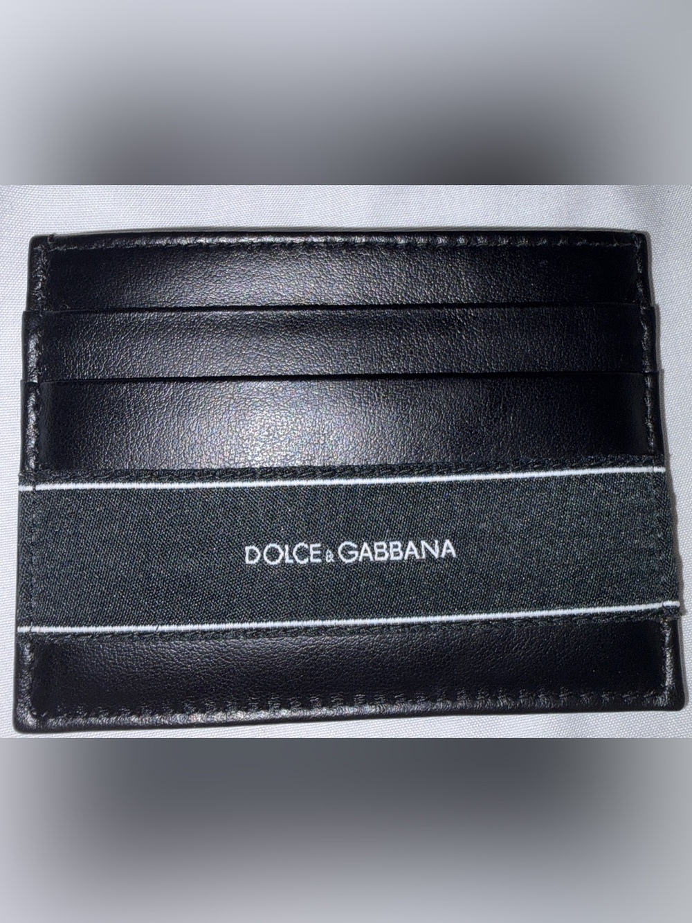 Dolce & Gabbana Black Leather Slim Card Holder with Logo